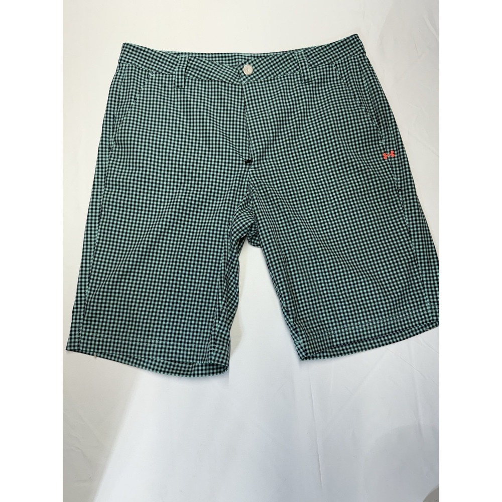Under Armour Men's Golf Shorts Size 34 Green Checkered Stretch Lightweight